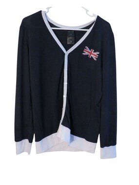 Doctor Who Her Universe TARDIS Cardigan XXL Navy Blue White Trim Polyester Blend